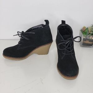 Sonoma Black Suede Leather Wedge Booties Size 6